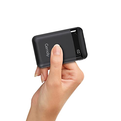 Power Bank 10.000 mAh, tragbares Mini-Ladegerät mit 2 Eingängen und 2 Ausgängen 5 V/2,4 A für iPhone, Samsung Galaxy Huawei Smartphone (schwarz)