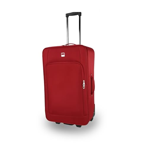 SIGN Stoffkoffer Trolley Reisekoffer Inline Rollen (Handgepäck-Mittel-Groß-Sehr Groß) (Rot, Großer Koffer (71cm))