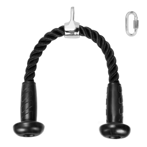 BOOSTEADY Trizepsseil mit rutschfesten Gummigriff Premium Fitnessseil für Trizeps Training & Muskelaufbau | Kompatibel mit Kabelzug, Latzug & Heimgeräten | Edelstahl 304 & Nylon