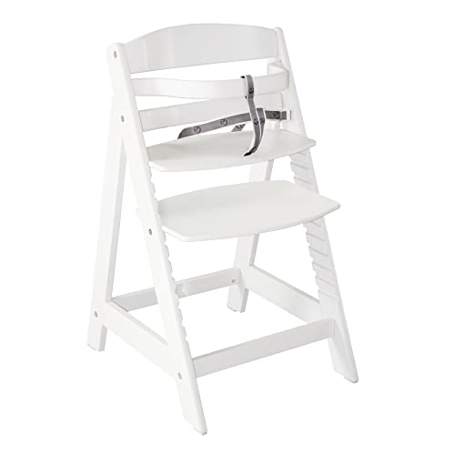 roba Treppenhochstuhl Sit Up III - Mitwachsender Baby Hochstuhl - ab 6 Monaten - Kinderhochstuhl aus Holz weiß - Stuhl bis 70 kg belastbar, 1 Stück (1er Pack)