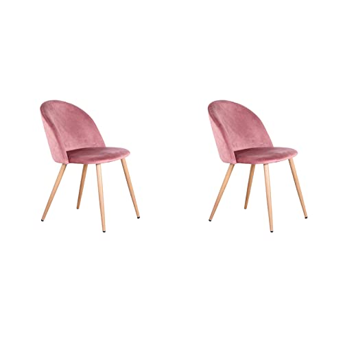 HJhomeheart 2/4/6 Stuhl mit Samt-Esszimmerstuhl-Set für Wohnzimmer, Schlafzimmer, Küche (Rosa-2)