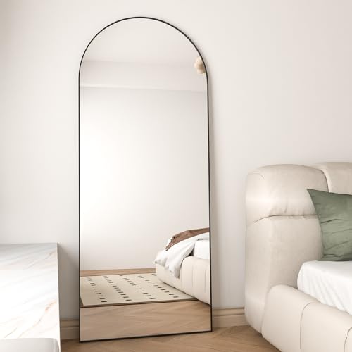 CASSILANDO Ganzkörperspiegel, 165X60cm gewölbter Spiegel, Bodenspiegel mit Ständer, hängend oder lehnend an die Wand, stehender Spiegel Großer Schlafzimmer Spiegel für Garderobe (Schwarz)