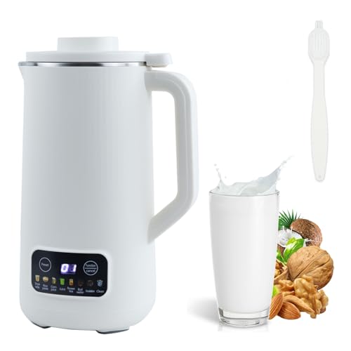 Sojamilch Hersteller, 600ml Entsafter Sojamilch Maschine mit 10 Klingen Hafermilch Maschine mit Verzögerungsstart/Warmhalten/Selbstreinigung Blender Elektrisch für Nüsse Sojabohnen Getreide (Weiß)