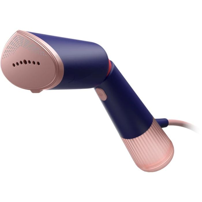 Philips Dampfglätter 5000-Serie – 35 Sekunden Aufheizen, kontinuierlicher Dampf, zwei Wassertanks, Eco-Modus, verstellbarer Kopf, Metallplatte, Handschuh, Beutel & StyleMat, Marineblau (STH5030/20)