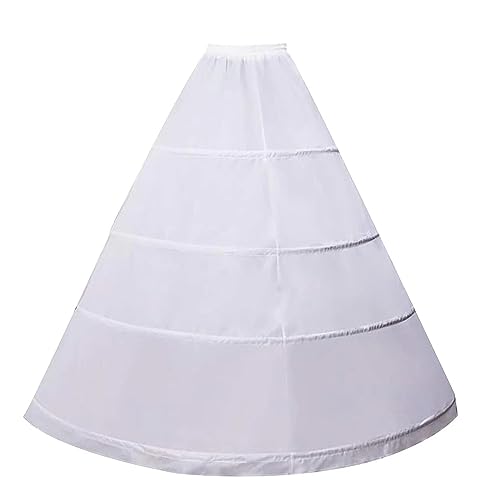 KALUROIL Reifrock Brautkleid - Damen 4 Reifen Petticoats A-Linie Bodenlang Unterrock Crinoline für Hochzeit Ballkleid Weiß