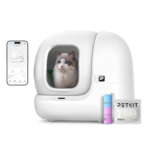 PETKIT Pura Max 2 Selbstreinigende Katzentoilette, 76L Katzenklo Selbstreinigend,xSecure,Geruchsbeseitigung,App-Steuerung,Große Fassungsvermögen,für Mehrere Katzen（Deo und Sandkissen Frei, mit N50）