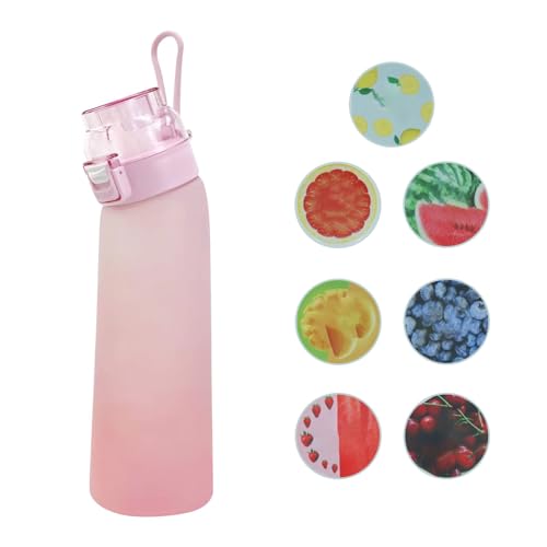 Trinkflasche mit Geschmack, Flasche Starter Set Rosa Flasche Original, 700ml Trinkflasche mit 7 Duft Pods, Luft Wasserflasche mit Geschmack, Trinkflasche mit Duft Set, Water Bottle with Flavor