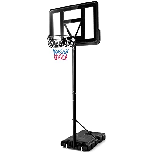 COSTWAY Basketballständer 130-305cm höhenverstellbar, Basketballkorb Outdoor mit Ständer & 2 Rädern, Mobile Basketballanlage mit Ballaufbewahrung, Korbanlage für Kinder, Erwachsene