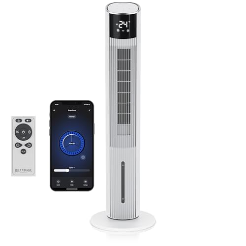 Brandson - Turmventilator mit Wasserkühlung - Wifi Smart Home - Alexa Sprachsteuerung - sehr leise ECO GREEN - 12 Geschwindigkeiten – Sensor Touch Steuerung - Luftkühler – Oszillation