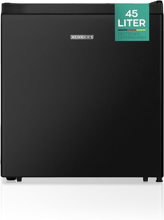 HEINRICHS Getränkekühlschrank 45L klein kompakt leise: 39db mit Kühlfach Mini-Bar; Tisch-Kühlschrank; Mini Kühlschrank mit separatem Kühlfach; geeignet für Büro Camping Garten Outdoor (Schwarz)