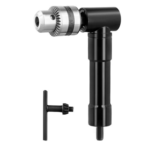 QWORK® Winkelbohrvorsatz, Bohrfutter, 90 °, Bohrfutter 0.8-10mm, Aluminiumlegierung,Maximales Drehmoment 25 Nm