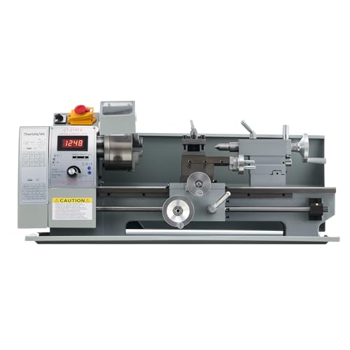 CREWORKS Metalldrehmaschine 8x16 Zoll Mini-Tisch-Metalldrehmaschine 750W Drehmaschine Tischdrehmaschine für Heimwerker-Holz- und Metallbearbeitung (210x400 mm)