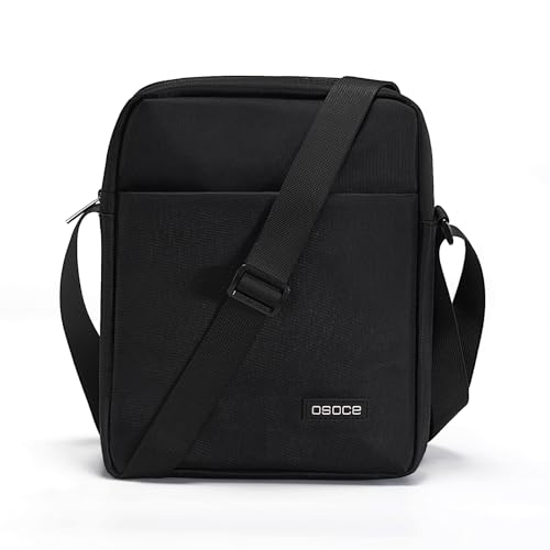 OSOCE Herren Umhängetasche Stilvolle Wasserdicht Schultertasche Messenger Bag Business Bag Crossbody Sling Bag für Arbeit Reise Alltagsleben (Schwarz)