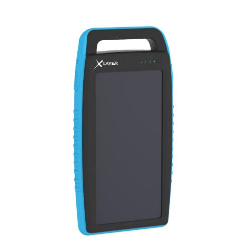 XLayer Solar Power Bank I 15000mAh I Schnellladen I Camping I Outdoor Ladegerät I Akkupack I Solarpanel I kompatibel mit iPhone 16/15/14/13/12/Plus/Mini/Pro/Pro Max, Samsung Galaxy S23 Ultra/S22