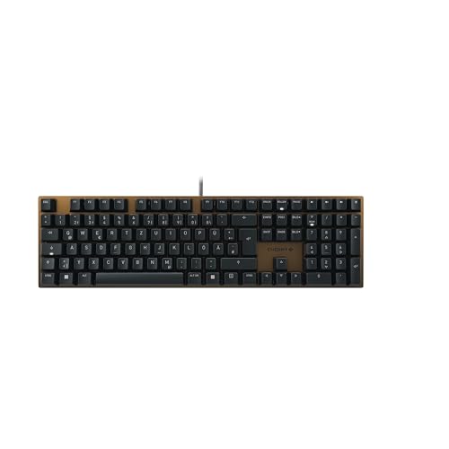 CHERRY KC 200 MX, Mechanische Office-Tastatur mit Eloxierter Metallplatte, Deutsches Layout (QWERTZ), Kabelgebunden, MX2A SILENT RED Switches, Schwarz/Bronze