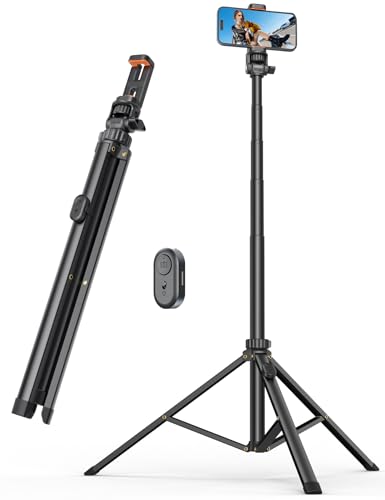 Handy-Stativ & Selfie Stick 180cm, YUMAZLA Verstärkte Stativ für Smartphone, Handystativhalter mit Fernauslöser für iPhone, Samsung (180cm)