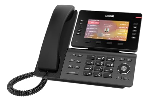 Snom D865 IP Telefon, SIP Tischtelefon, 5' IPS-Farbdisplay 1280 x 720 Pixel, 12 SIP-Identitäten, 10 Programmierbare Funktionstasten, WiFi NFC, Bluetooth, 3 Jahre Herstellergarantie, Schwarz, 00004536