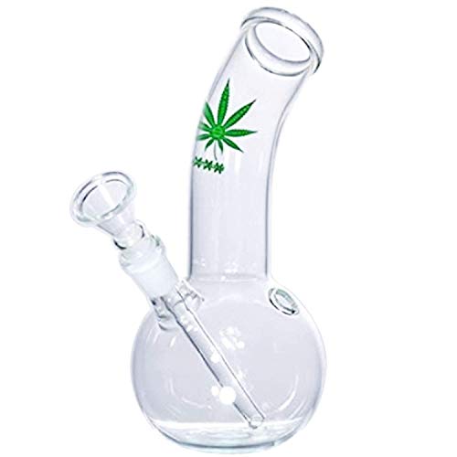 Bong Green XXX Amsterdam Leaf Glasbong Tabakpfeife 18cm hoch 36mm Ø 14,5er Schliff und Chillum - Inklusive Sieb - Für den Gebrauch von Tabakwaren