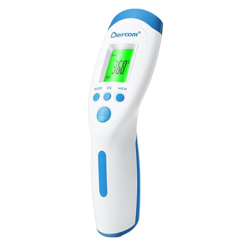 Berrcom Fieberthermometer Kontaktlos Stirnthermometer für Babys and Adults Infrarot Digitales Thermometer mit sofort Ablesung, 3 Farben Fieberalarm, °C/°F Schalter