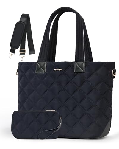 Prite Tragetasche Einkaufstasche für Frauen Große Puffer gesteppte Umhängetasche Handtasche Leichte flauschige Lehrer-Krankenschwester-Tasche mit Schultergurt für Arbeit, Reisen, Fitnessstudio, Schule