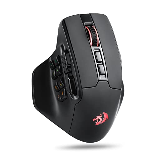 Redragon M811 Pro Wireless MMO Gaming Maus, 15 Programmierbare Tasten, RGB-Gamer-Maus, 10 Seitlichen Makrotasten, Software Unterstützt DIY Tastaturbelegungen & Hintergrundbeleuchtung