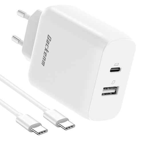 Qackenm USB C Ladegerät 65W, GaN Schnellladegerät mit 2M Type C-C Kabel, 2-Port USB-C Netzteil PPS für MacBook Pro/Air, iPhone 16/16 Pro, iPhone 15/15 Pro/15 Plus, iPad mini/Air, Galaxy S24/S23