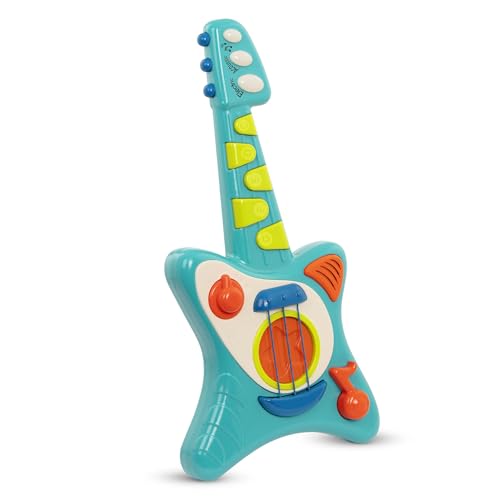 Battat BT4679Z Lil' Rockers Kindergitarre E, Instrument mit Liedern, Akustikgitarre und Elektrische Gitarre – Spielzeug für Kinder ab 2 Jahre, Blau, Small