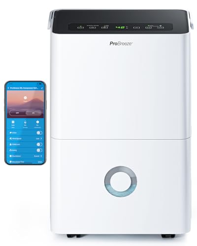 Pro Breeze Luftentfeuchter 30L in 24h Entfeuchtungsleistung - Elektrischer Luftentfeuchter mit WLAN & App - Feuchtigkeitssensor, 4L Wassertank, Timer, Ablaufschlauch - Gegen Feuchtigkeit, Schimmel