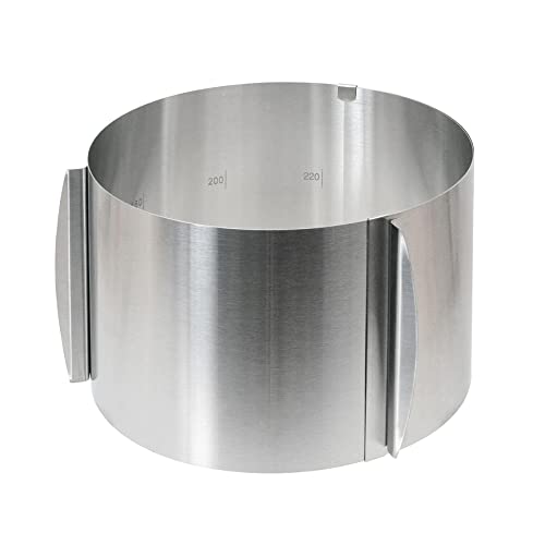 wenco verstellbarer Tortenring mit Skala, 15cm Höhe, verstellbarer Kuchenring mit 16-30cm Durchmesser, hitzebeständiger Backrahmen rund, Backzubehör aus Edelstahl