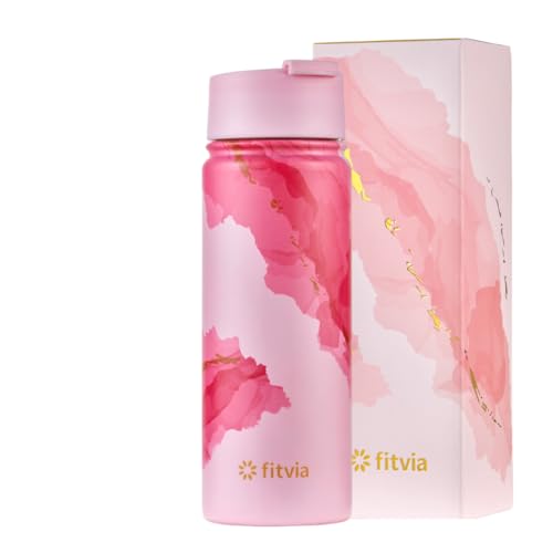 fitvia Pink Power inkl. Teesieb für sowohl kühle als auch warme Getränke pink-gold