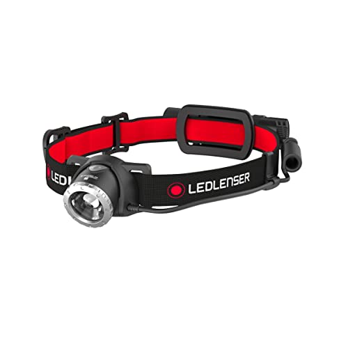 Ledlenser H8R, LED Stirnlampe, 600 Lumen, bis zu 120h Laufzeit, rotes Rücklicht, inkl. Akku, aufladbar, Box-Verpackung