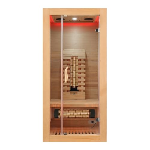 Infrarotkabine Infrarotsauna MALMÖ für 1 Person, Farblichttherapie, Radio + MP3 Player inkl. Bluetooth, Leselicht, 2 Lautsprecher, 4 Vollspektrumstrahler