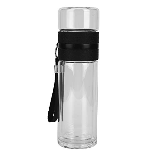 BuyWeek Teeflasche mit Sieb, Tee Wasser Trenn Glasflasche Doppelwandige Glas Trinkflaschen mit Teeinfuser für Home Büro Gebrauch