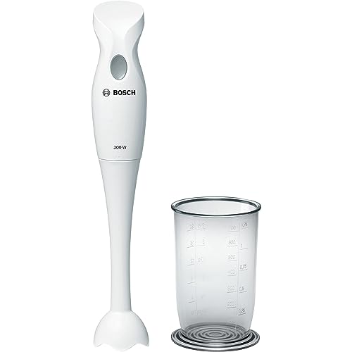 Bosch Stabmixer MSM6B150, Abnehmbarer Mixfuß, Mixbecher mit Deckel, ergonomischer Griff, leichtes Gehäuse, 4-Klingen-Messer, einfache Reinigung, 300 W, weiß