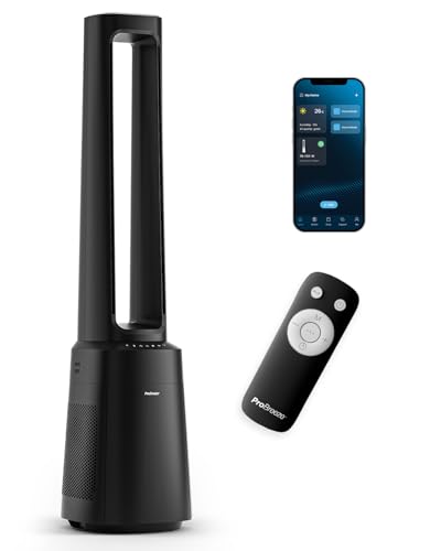 Pro Breeze OmniAir 105cm rotorloser Ventilator mit Luftreiniger - Smart Home Ventilator, WLAN, App, HEPA 13 Filter, 10 Geschwindigkeiten - Turmventilator sehr leise, 5 Modi, Auto 75° Oszillation