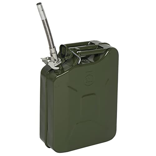 Bonnlo 20L Stahlblech Kraftstoffkanister, Metall Benzinkanister Reservekanister mit UK Standard Ausgießer flexibel, Grün