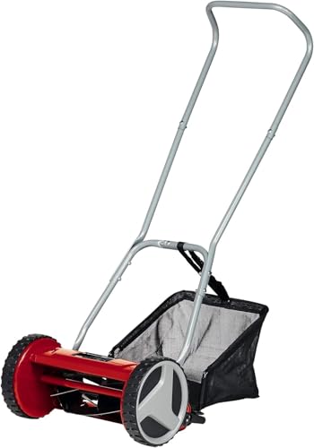 Einhell Hand-Rasenmäher GC-HM 300 (für bis zu 150 m², 30 cm Schnittbreite, kugelgelagerte Mähspindel mit 5 hochwertigen Stahlmessern, 4-stufige Schnitthöheneinstellung 13-37 mm, 16 l-Fangkorb)