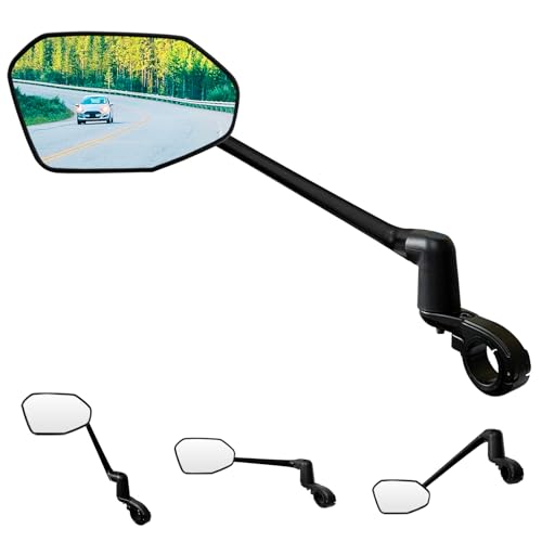 Homieway Fahrradspiegel,Neue Funktion Fahrrad Rückspiegel mit kontrollierter Ausfahrrichtung,HD Echtglas E-scooter,360°Dreh Großer Fahrrad Spiegel für E-bike Lenker Links(22.2-25.4mm)