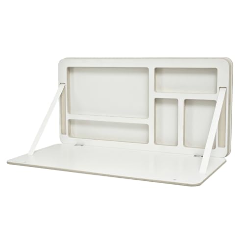Nordestic NordicDesk – Schreibtisch klappbar, Wandschreibtisch aus Holz mit Wandmontage, platzsparendes Home Office mit Laptop-Fach (Weiß)