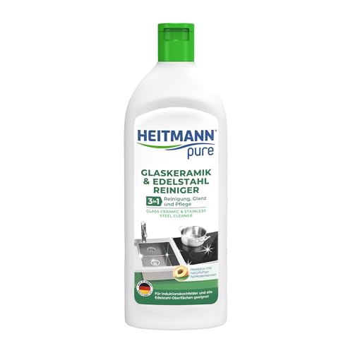 HEITMANN pure Glaskeramik- und Edelstahl Reiniger | 3-in-1 | Reinigung, Glanz und Pflege | 250 ml