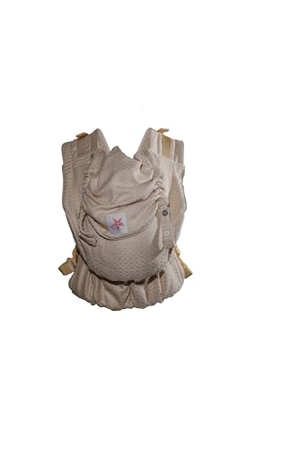 KOKADI Flip X Heart2Heart Cream (Unisize) - Die perfekte Kombi aus dem Komfort eines Fullbuckles und dem Tragen überkreuzt - Ab Geburt - 15 kg, handgefertigt aus 100% Bio-Baumwolle - Beige