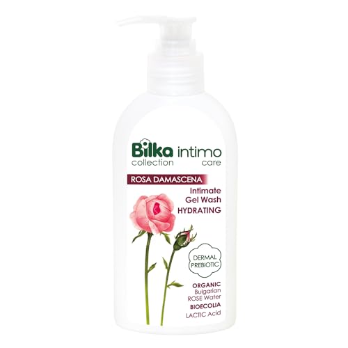 Bilka Collection Rosa Damascena Intim Waschgel, Feuchtigkeitsspendende Intimpflege mit Bulgarischem Bio-Rosenwasser, Dermalem Präbiotikum und Milchsäure, 200 ml
