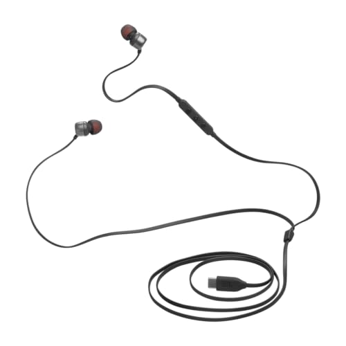 JBL Tune 310 C Kopfhörer – Kabelgebundene In-Ear-Kopfhörer mit JBL Pure Bass Sound, Mikrofon und USB-C-Anschluss – Schwarz