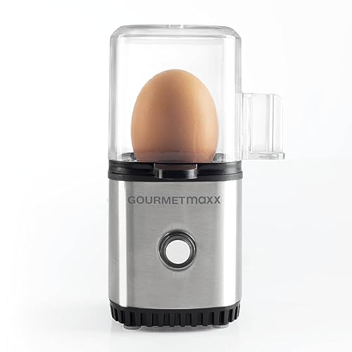 GOURMETmaxx Design Eierkocher für 1 Ei | kompakter Egg Boiler | Egg Cooker mit Eierstecher, Messbecher & Signalton | 3 Härtegrade | leichte Reinigung & spülmaschinenfeste Teile