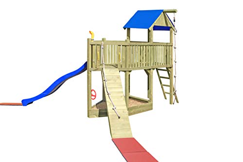 Gartenpirat Piratenschiff Spielturm Admiral mit Klettersteg, Rutsche und Sandkasten, TÜV-geprüft