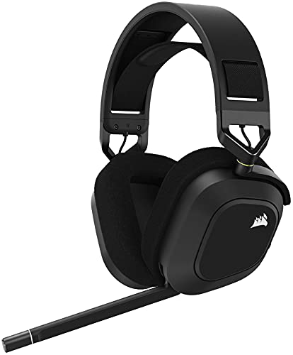 Corsair HS80 RGB WIRELESS Premium-Gaming-Headset mit Dolby Atmos Audio (Omnidirektionales Mikrofon, 60ft Reichweite, Bis zu 20 Stunden Akkulaufzeit, PC, Mac,PS5/PS4 Wireless-Kompatibilität) Carbon