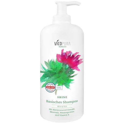 VICOPURA SHINE Shampoo, sehr mildes, basisches, silikonfreies Haarshampoo für trockenes, stumpfes Haar und trockene Kopfhaut, 500 ml