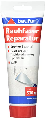 Baufan Rauhfaser Reparatur Spachtel - 330g, weiß I modellierbare Rauhfaser Spachtelmasse I schnell trocknend, überstreichbar, lösungsmittelfrei