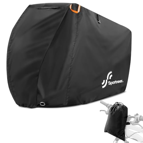 Sportneer Fahrradabdeckung für die Lagerung im Freien Tragbare Verstaubare Fahrradgarage 190T Stoff 100% Wasserdicht für Fahrräder bis zu 29 Zoll mit festem Schloss Löcher-Staub und UV-Schutz