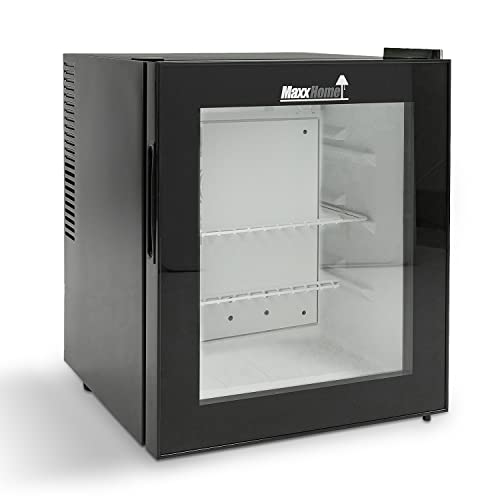 MaxxHome Mini-Kühlschrank 42L, Eintüriger Mini-Tischkühlschrank - 230V, Retro-Design, Geeignet für Haus, Büro und andere Haushaltsanwendungen - (Farbe schwarz/Glas)